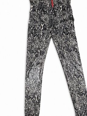 SPANX Black & White Snake-Print Skinny Jeans